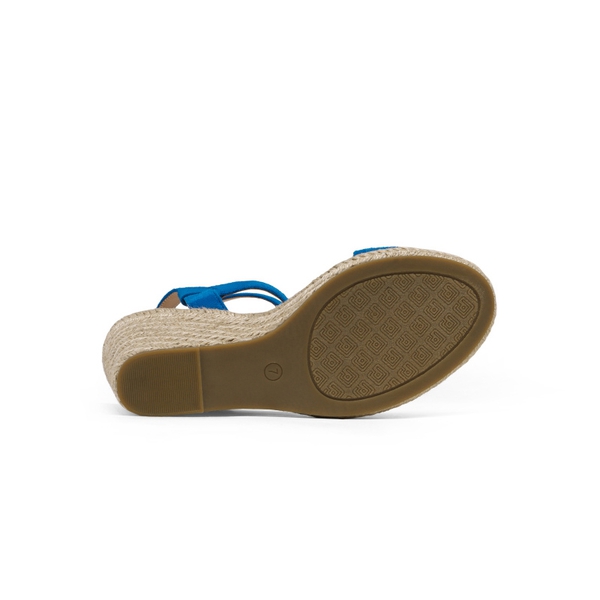 Open Toe Espadrille Platform Wedge Sandals - BLUE SUEDE - 4